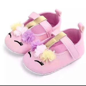 Pink unincorn soft sole baby crib shoes